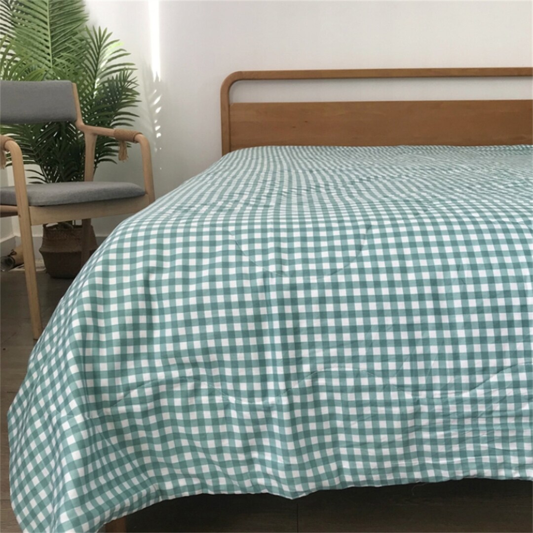 Green and White Plaid Duvet Coverback to School Quilt Cover Etsy