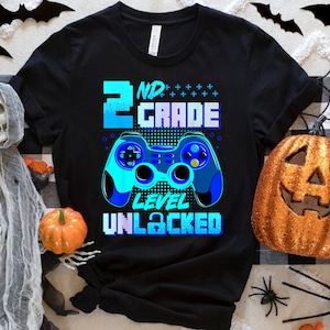 2nd Grade Level Unlocked Gamer Boys First Day Of School Png, Back To School Video Game Level Unlocked Boys Kids Png.
