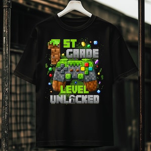 1st Grade Level Unlocked Video Gamer Pixel Back To School Digital Files, Back To School Png, First Day Of School Png, Gift For Kids.