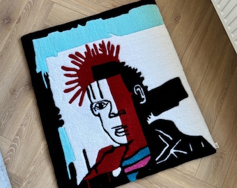 Basquiat-Inspired Tufted Rug – Handmade Art Carpet, Statement Wall Rug or Floor Decor
