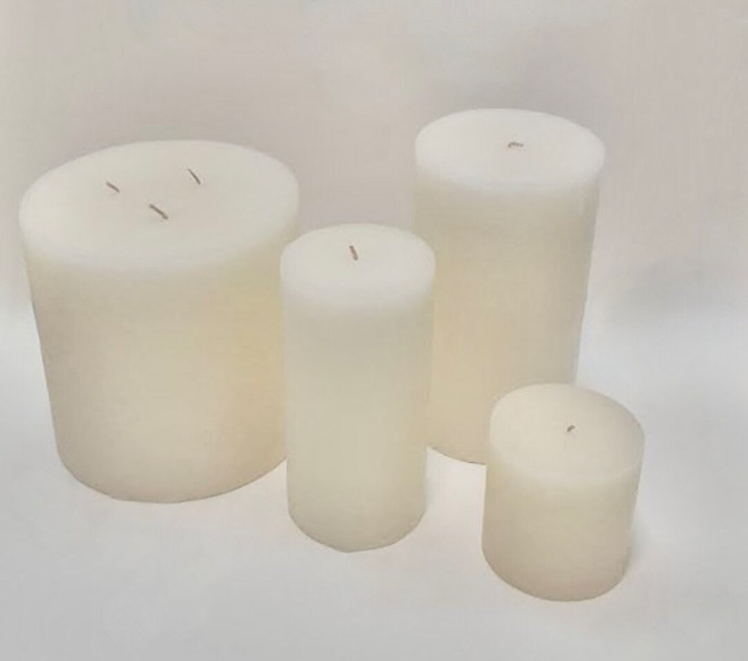 Scented White Pillar Candles Set of 4 Etsy