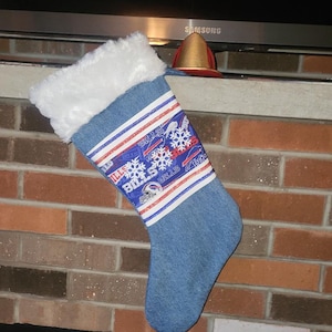 BUFFALO BILLS CHRISTMAS Stocking with Bling and snowflakes