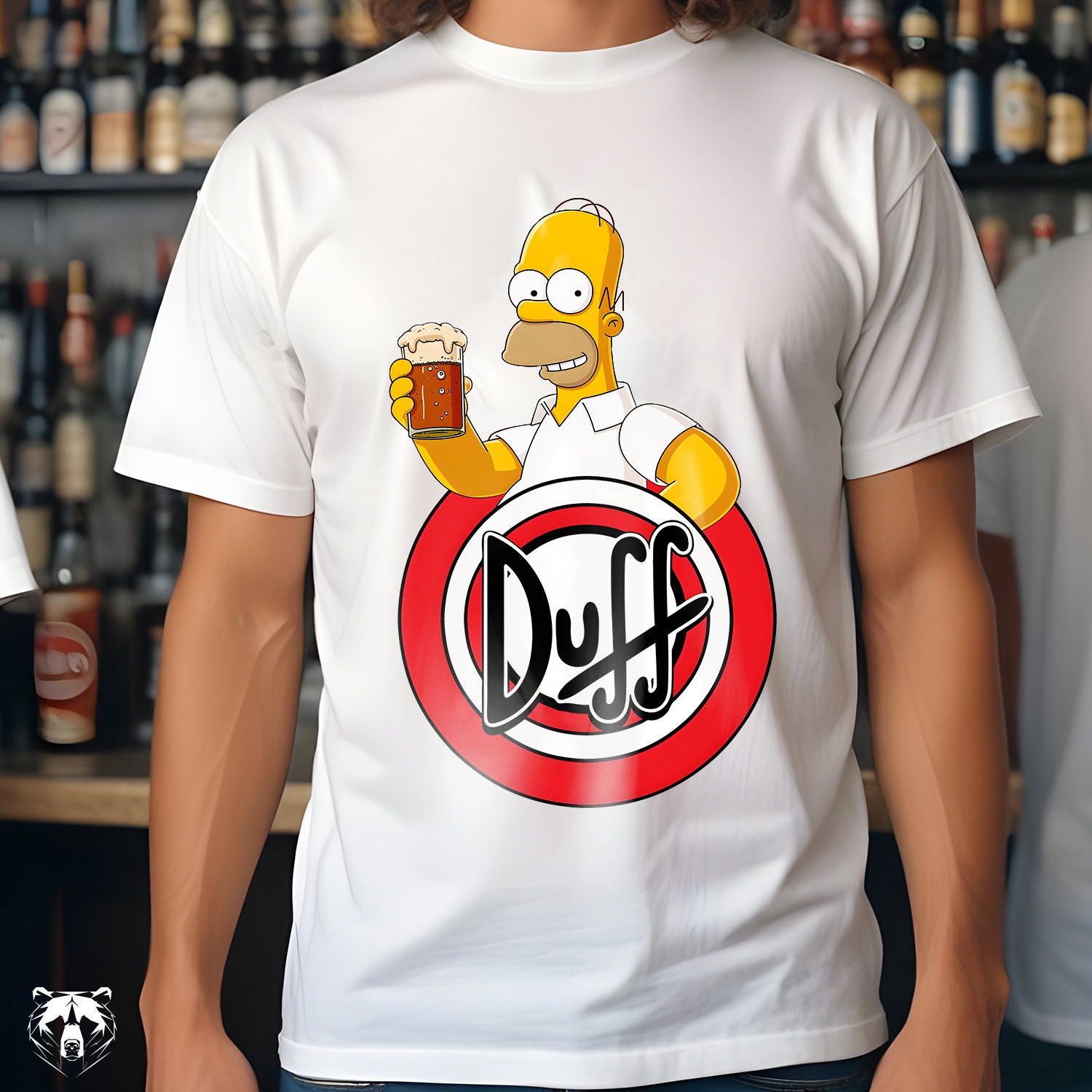 T-shirt DUFF Beer Omer Les Simpson - Taille L - Bleu - Occasion Très Bon état