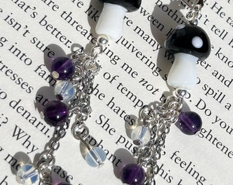 Beaded Crystal Mushroom Earrings
