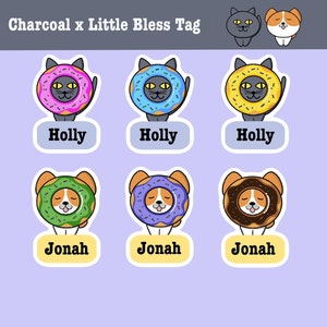 Donut pets Cute Personalised name label for daycare waterproof labels for kids stickers for school water bottles labels for Camp Sports Gift