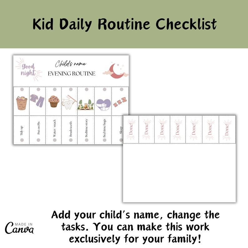 Routine Flip Chart Editable Morning Evening School Chore Visual ...