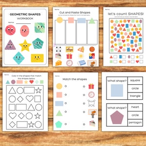 May include: A printable worksheet for kids to learn about geometric shapes. The worksheet includes activities such as cutting and pasting shapes, matching shapes, and counting shapes. The worksheet is designed to be fun and engaging for young learners.
