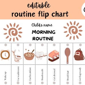 Routine Flip Chart Editable Morning Evening School Chore Visual Schedule Kids Daily Routine Cards with pictures Different colour schemes