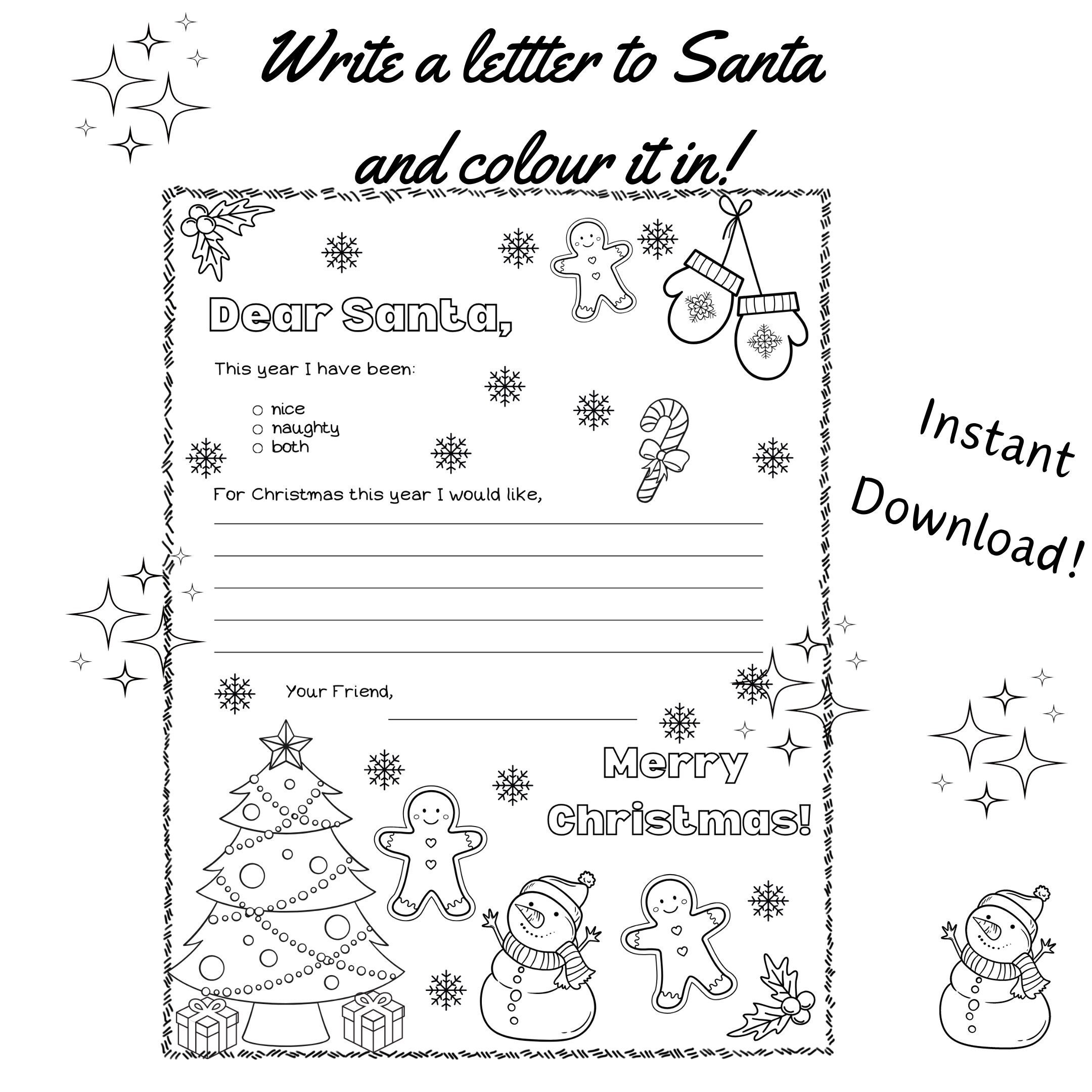 Letter to Santa Coloring Page, Santa Letter, Letter to Santa, Kids