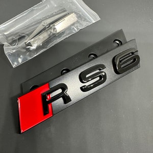 Logo Emblème RS6 Avant calandre Noir brillant A6 S6 RS6
