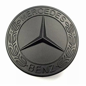Logo Capot Mercedes full black 57mm Emblème CLASSE c e  CLK S noir mat