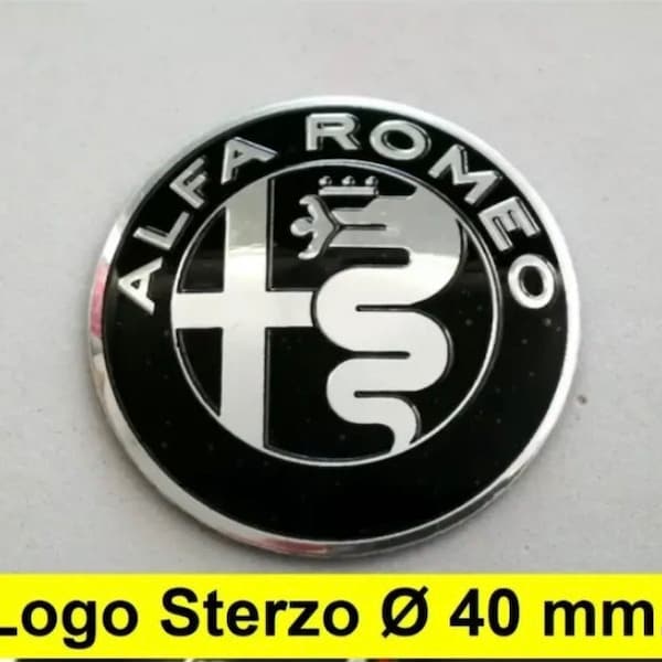 1 Badge de volant autocollant Alfa Romeo noir 40mm