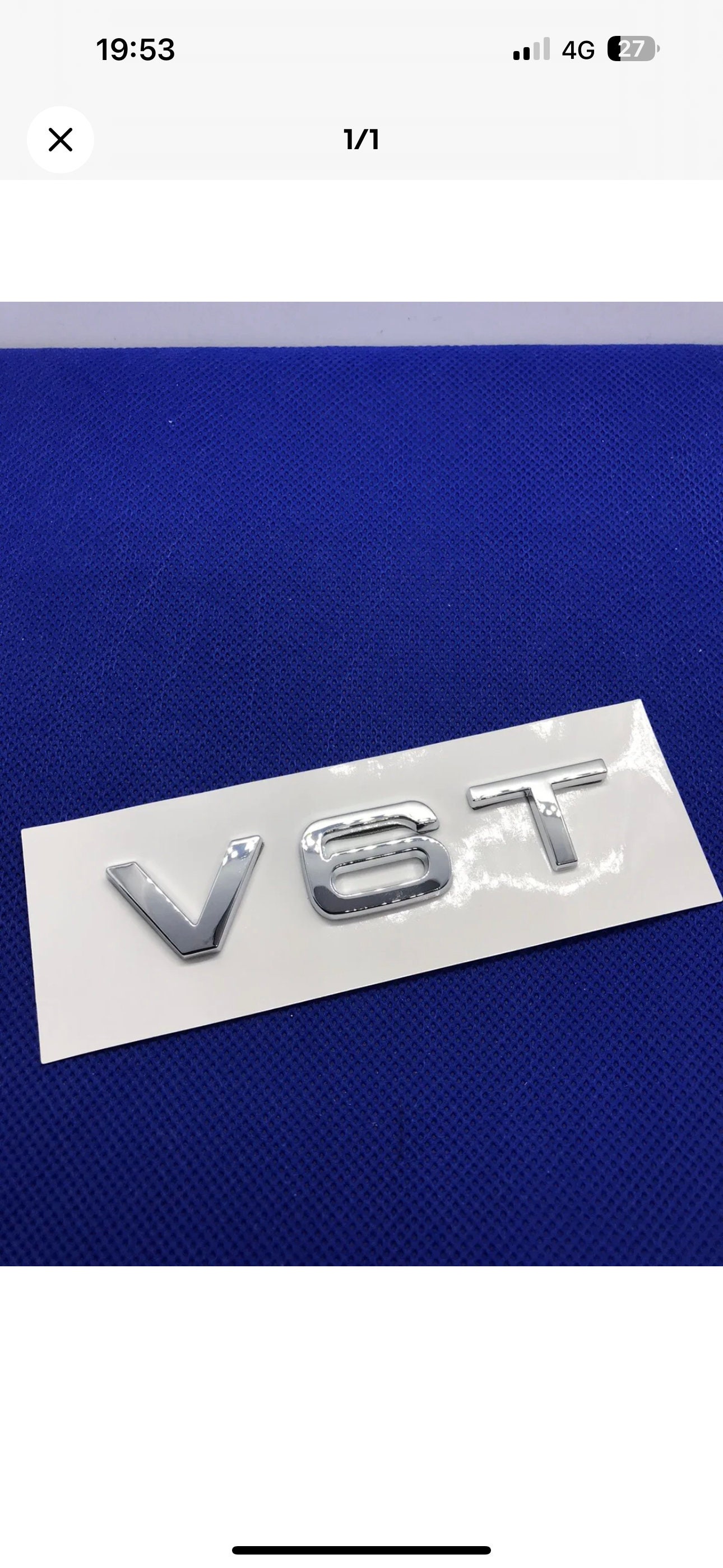Gloss Black V6T Badge / Emblem – Adhesive Backed Car Logo Decal