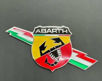 Logo/adhesive/metal emblem for FIAT and 500 ABARTH//flash 11.4x5.2cm. Nine