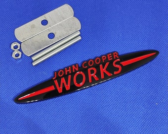 Mini-John-Cooper Works Jcw logo/ metal emblem grille 135mm for clubman-s-one/ glossy red black