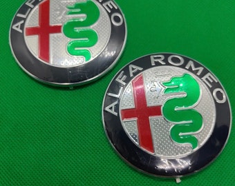 2 Logo Emblème Alfa Romeo Stickers Capot Coffre 74mm vert