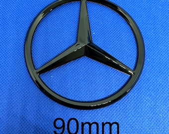 1 Mercedes tailgate trunk star logo glossy black 90mm