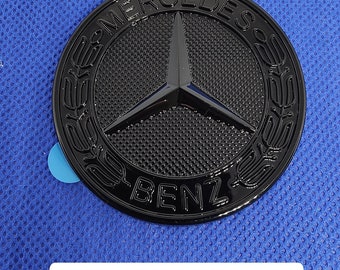 Glossy black Mercedes Benz bonnet logo 57mm Glossy black sticker emblem