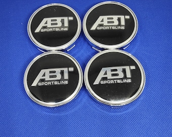 4 Nabenkappen mit Logo und Felgenmitte 60/56 mm, schwarz verchromt