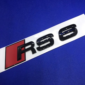 Logo RS6 badge emblème noir brillant hayon arrière autocollant glossy black