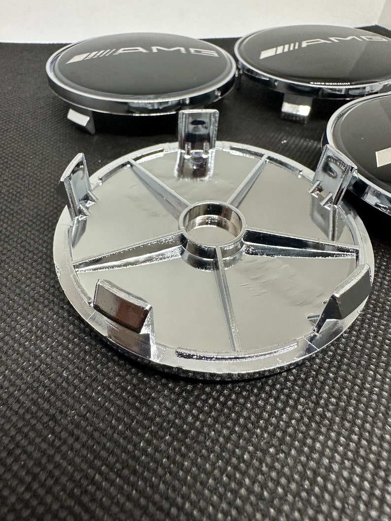 4x Mercedes-Benz 68mm Black Wheel Center Caps – AMG Style, 65mm Inner Diameter, OEM A1710000000