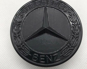 Logo Capot Mercedes Benz noir brillant 57mm Emblème CLASSE C E clk s