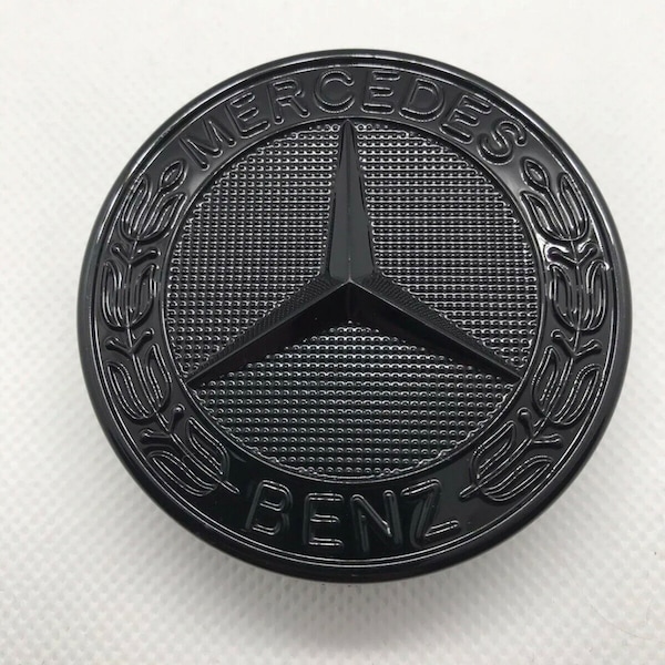 Logo Capot Mercedes Benz noir brillant 57mm Emblème CLASSE C E clk s