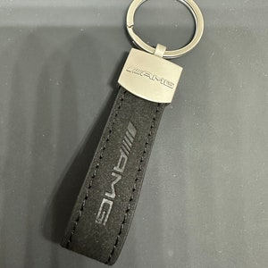 AMG Mercedes key ring in black leather and alcantara metal ideal gift