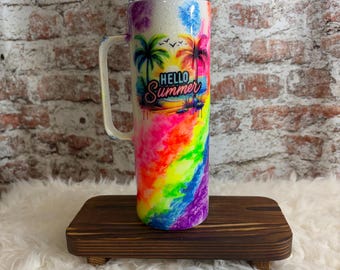 Hello Summer Rainbow Vibes Tumbler