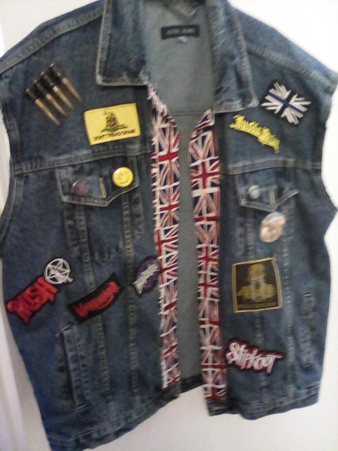 Ac/dc Inspired Official Patch.battle Jacket.unisex Sleeveless Denim ...