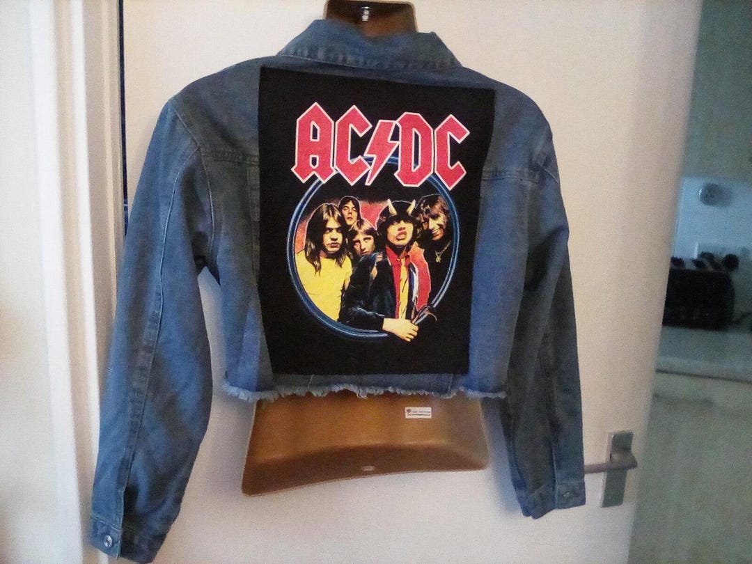 Ac/dc Inspired Official Patch Jacket Denim Size Medium Cropped - Etsy