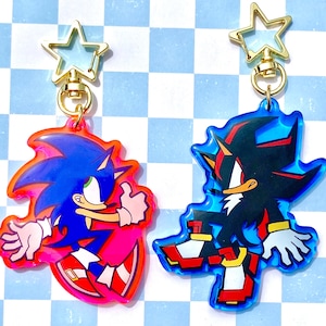 Sonic and Shadow epoxy charms