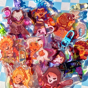 SHIPPING NOW! - Overwatch acrylic charms - Junkerqueen, Ramattra, Junkrat, Reaper, Mercy, Lifeweaver