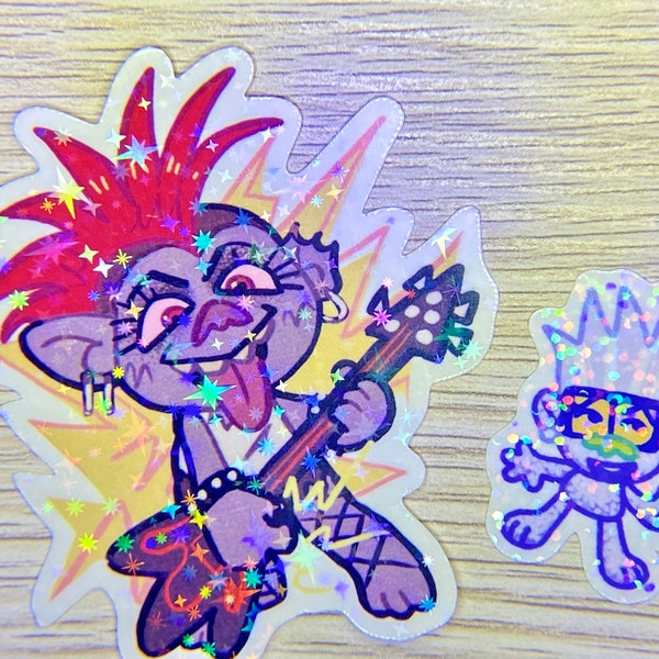 trolls barb holographic stickers