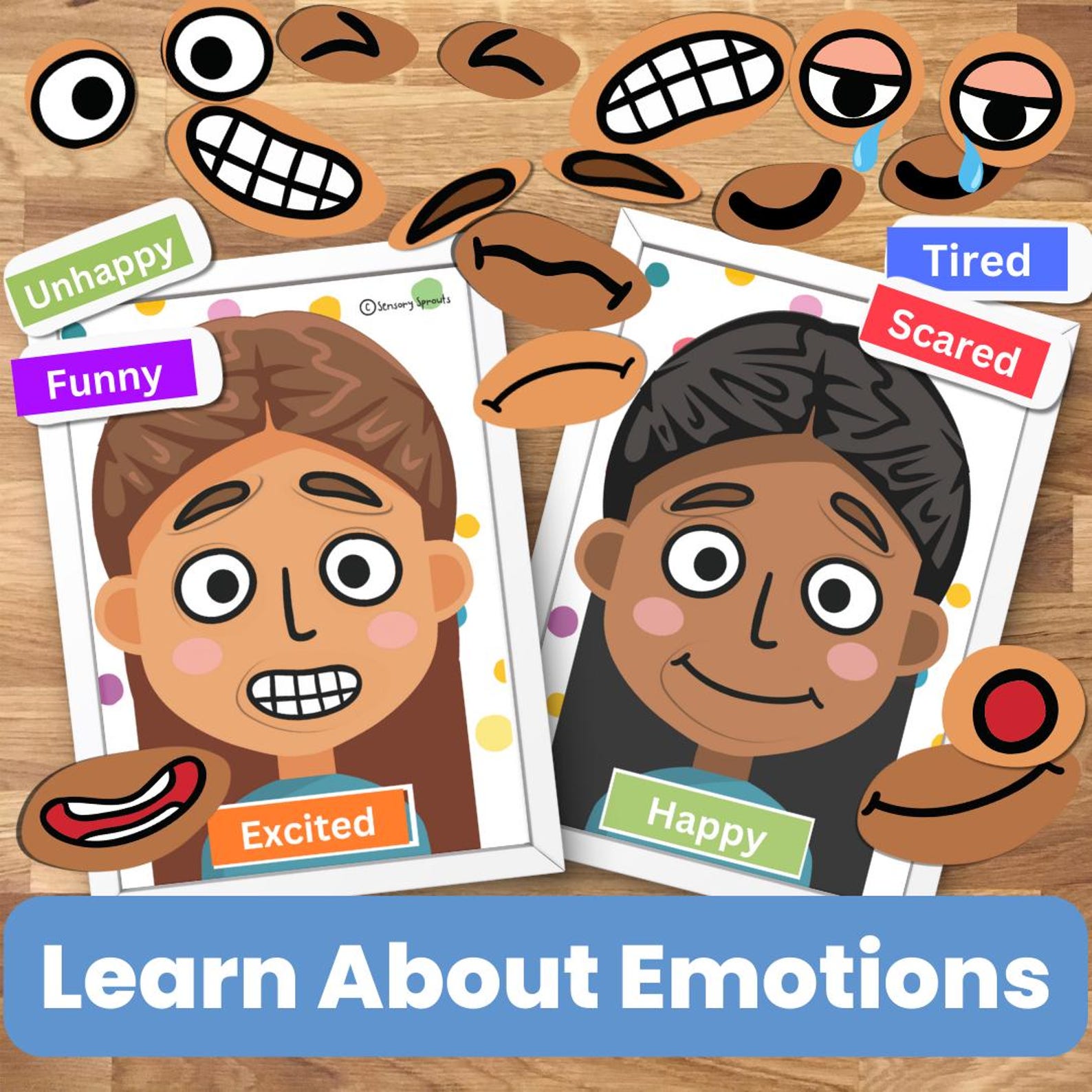 Emotions Activity for Kids, Feelings Chart Matching Game (PDF) - Etsy