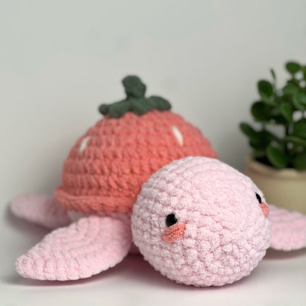 Crochet Strawberry Turtle Stuffed Animal Amigurumi Baby Toy Doll