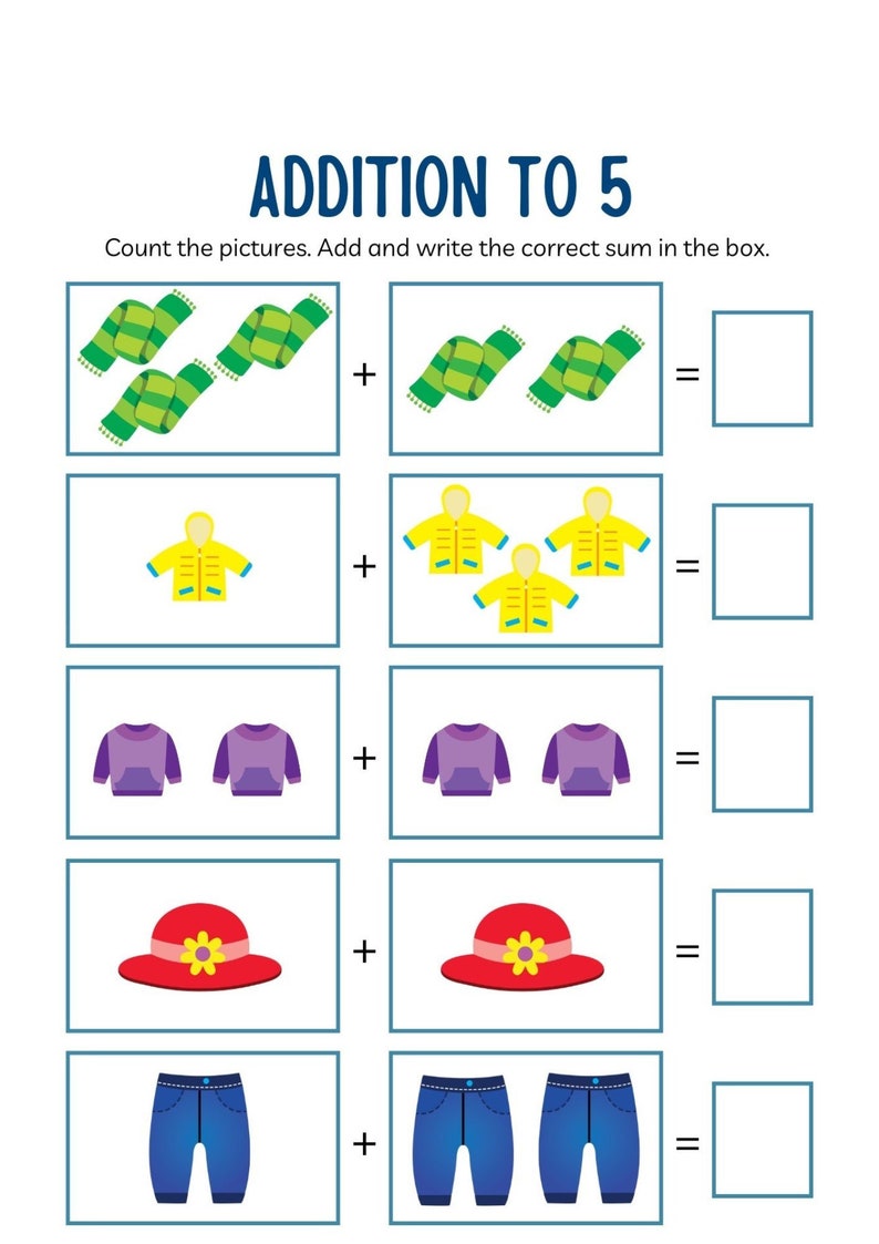 Picture Add Upto, Printable Summer Activities for Children, Educational ...