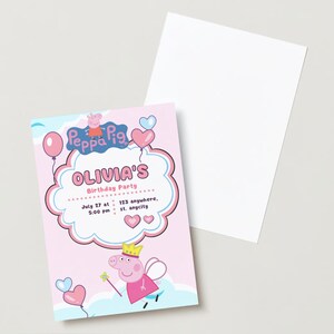 Peppa Pig Birthday Invitation CANVA Template Editable Printable ...