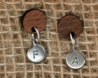 Wooden earrings • Letter earrings • Earring initial letter • Personalized earrings • Gift girlfriend • Earrings circle