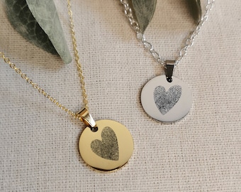 Necklace fingerprint heart shape • fingerprint necklace • own fingerprint • fingerprint • heart necklace • gift love