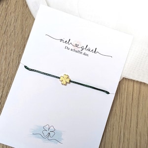 Glücksbringer Armband • Glücksbringer • Viel Glück • Geschenk Armband • verstellbarer Knoten • Freundschaftsarmband •  Armband mit Karte
