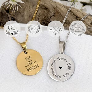 Kette mit Kindernamen • Personalisierte Kette • Kette mit Gravur • Kette mit Namen • Anhänger Anfangsbuchstaben • Namenskette • Geschenk
