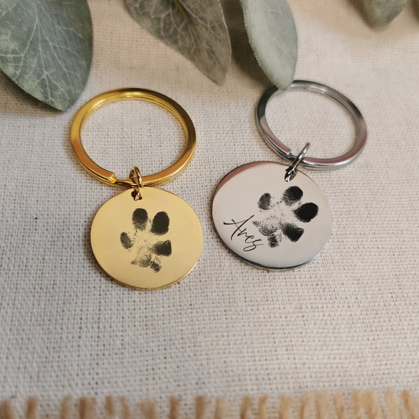 Keychain dog paw • paw print • own paw print • dog paw • engraving paw print