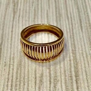 14K Yellow Domed Cage Ring