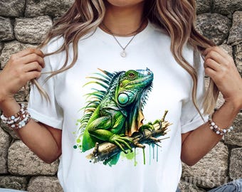 Iguana PNG, vibrante design di sublimazione di clipart di iguana per magliette, tazze e oggetti artigianali (download digitale)