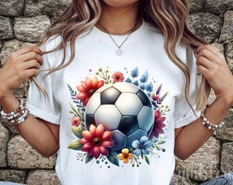 Floral Soccer Ball PNG: Sublimation Design (Digital Download)