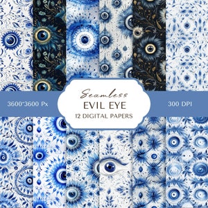 Carta digitale Evil Eye / Modello digitale occhio turco senza soluzione di continuità / Carta Scrapbooking / Uso commerciale / Sfondo turco Evil Eye