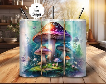 Mushroom Tumbler Wrap PNG: 20oz Skinny Tumbler Sublimation Design (Digital Download)