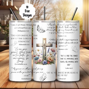 Bicchiere cristiano: design sottile da 20 once con versetto della Bibbia (digitale)