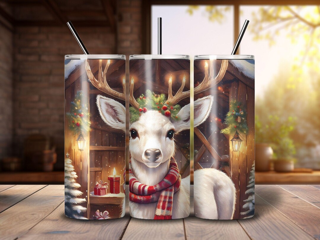 Christmas Reindeer Tumbler Wrap, 20 Oz Skinny Sublimation Tumbler Wrap ...